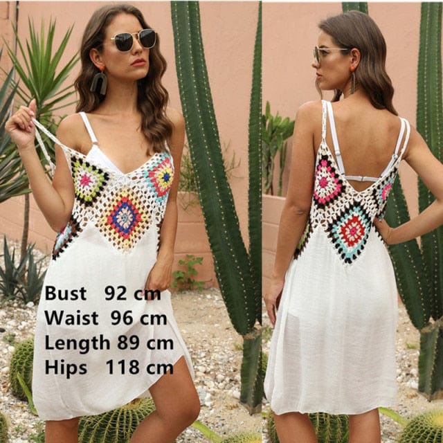 Sexy Beach Dress Women White Summer Beach Cover Up Crochet Beachwear Ladies Boho Bathing Suit Swim Cover-ups 2021 saida de praia - east2cart.uk