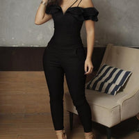 Ladies Elegant V-Cut Ruffles Jumpsuit - east2cart.uk
