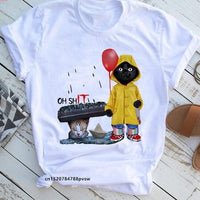 Funny Black Cat Print T-shirt