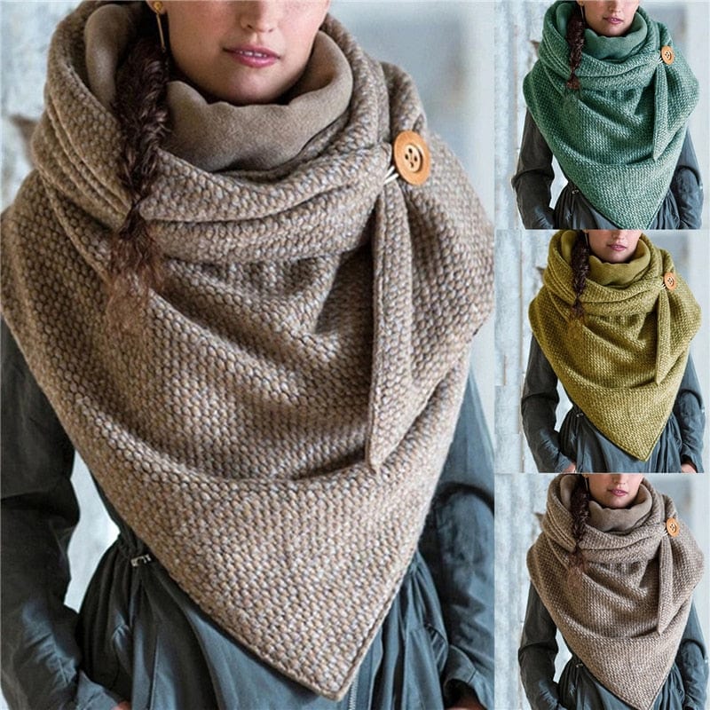 Dotted Button Soft Wrap Warm Scarf