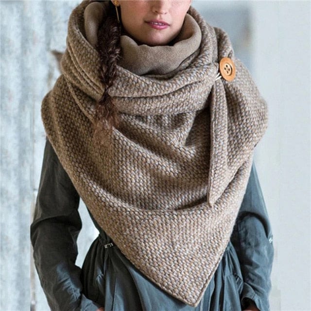 Dotted Button Soft Wrap Warm Scarf