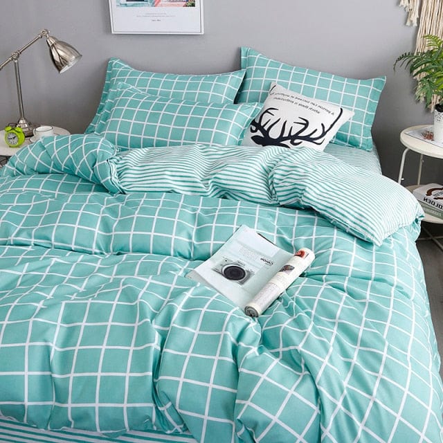 Nordic Lattice Duvet Cover 240x220 Pillowcase Printed Bedding Set Single Double Queen King Size Bed Sheet Quilt Sets Bedclothes - east2cart.uk