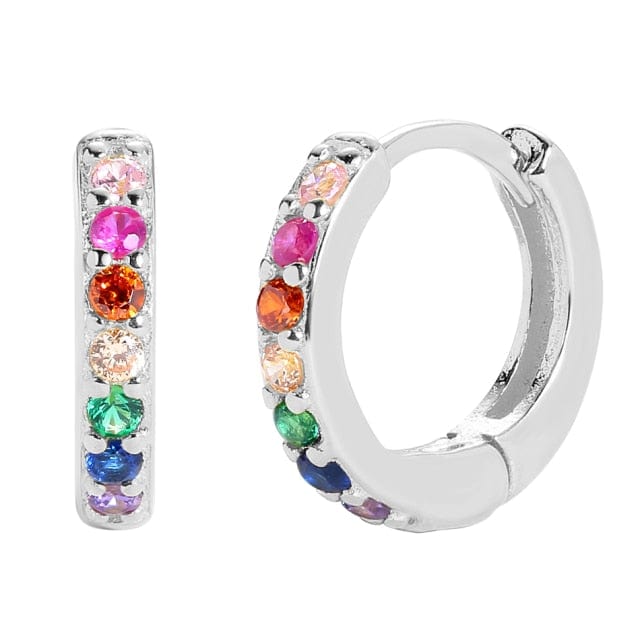 18K Gold Plated Zirconia Rainbow Earrings - east2cart.uk