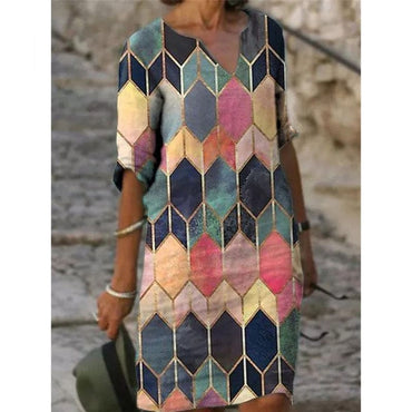 Elegant Printed Loose Dress - east2cart.uk
