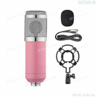 Professional Studio Recording Live Sing Microphone BM-800 Pink Condenser Karaoke PC Mic Microfone with Shock Mount Desk Support - east2cart.uk