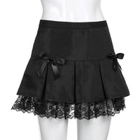 Lace Up Goth Pleated Mini Skirt - east2cart.uk