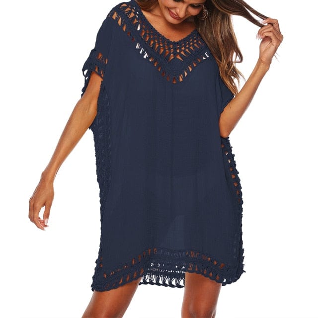 Crochet Knitted Tassel Tie Tunic - east2cart.uk