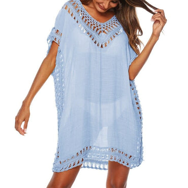 Crochet Knitted Tassel Tie Tunic - east2cart.uk