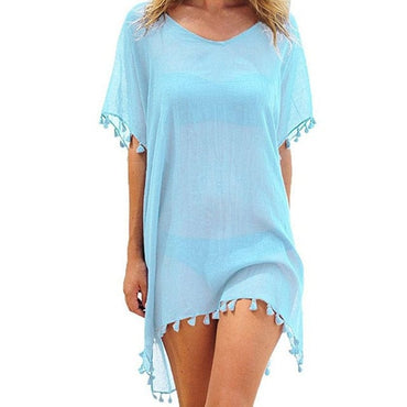 Crochet Knitted Tassel Tie Tunic - east2cart.uk