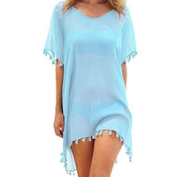 Crochet Knitted Tassel Tie Tunic - east2cart.uk