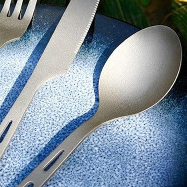 3pcs Ultralight Pure Titanium Picnic Cutlery Set