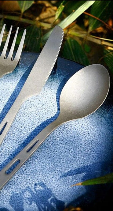 3pcs Ultralight Pure Titanium Picnic Cutlery Set
