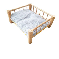 Pet Cat Solid Wood Bed Camp-bed Pet Rabbit Camp-bed Cat Dog Wooden Pet Kennel Removal Of Four Seasons Cat Sofa Bed - east2cart.uk
