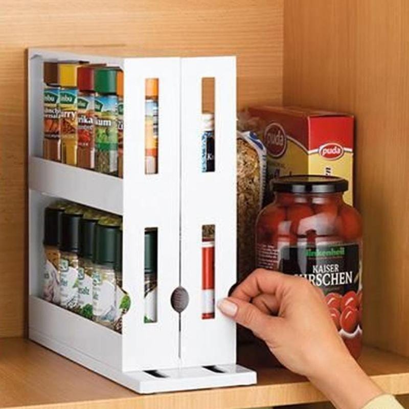 2-layer Rotatable Push-pull Food Storage Organiser - east2cart.uk