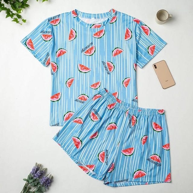 Plus Size Pajama Sets Women Summer Sleepwear Cotton Cute Cartoon Short Sleeve Two Piece Set Homewear Sexy Pjs Lounge Nightwear - east2cart.uk