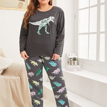 Plus Size Pajama Sets Women Summer Sleepwear Cotton Cute Cartoon Short Sleeve Two Piece Set Homewear Sexy Pjs Lounge Nightwear - east2cart.uk