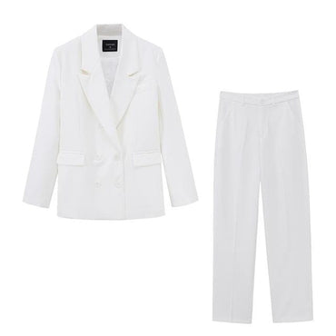 Toppies 2021 spring blazer + pant two peice set women double breasted suit jacket high waist pants - east2cart.uk