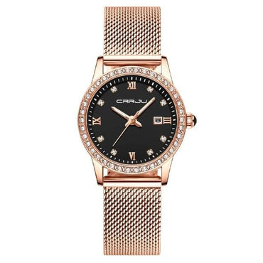 Women Watch CRRJU Fashion Luxury Diamond Watches Ladies Dress Simple Mesh Bracelet Waterproof Quartz Watches Zegarek Damski - east2cart.uk