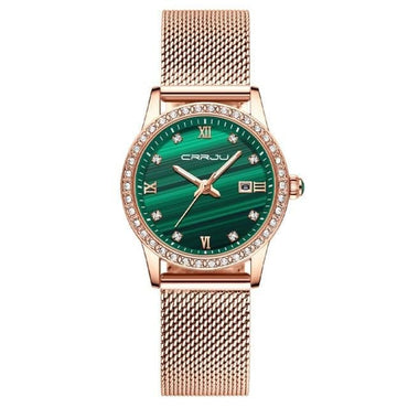 Women Watch CRRJU Fashion Luxury Diamond Watches Ladies Dress Simple Mesh Bracelet Waterproof Quartz Watches Zegarek Damski - east2cart.uk