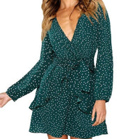 Ladies Sexy Deep V Neck Floral Printed Mini Party Dress - east2cart.uk