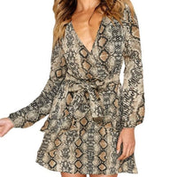 Ladies Sexy Deep V Neck Floral Printed Mini Party Dress - east2cart.uk