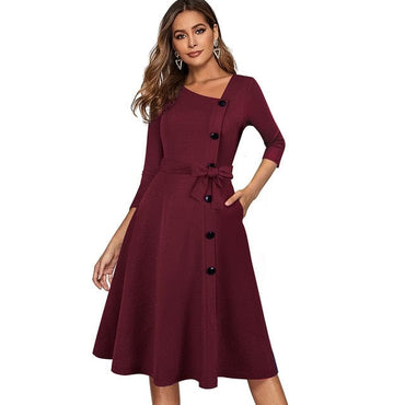 Retro Elegant Flare Swing Ladies Dress - east2cart.uk