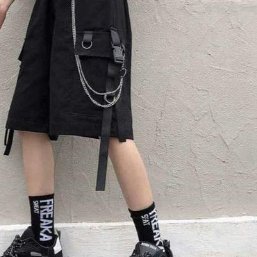 Black Ribbons Hip Hop Streetwear Shorts