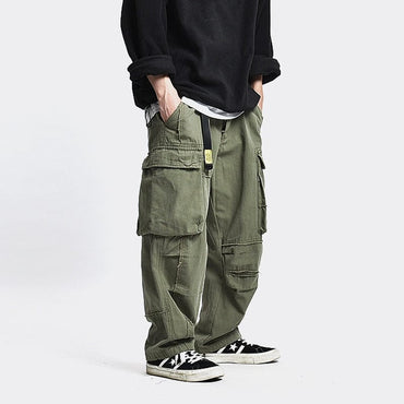 Safari Style Multi Pocket Cargo Pants Men Loose Work Trousers Mens Streetwear Casual Pants - east2cart.uk