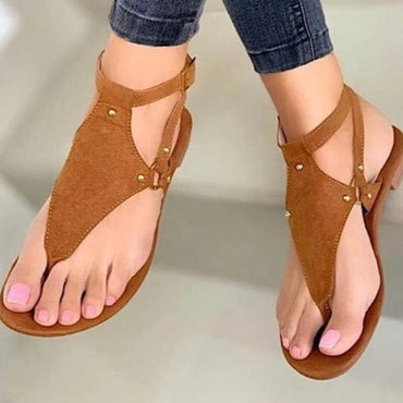 Ladies PU Leather Flat Sandals - east2cart.uk