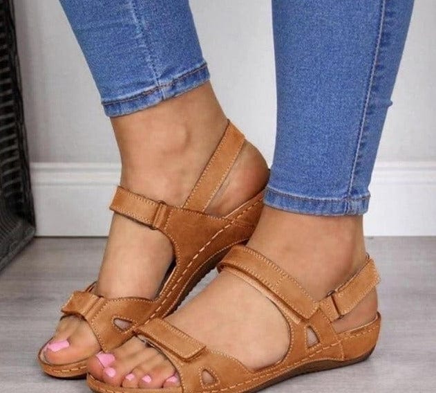 Ladies PU Leather Flat Sandals - east2cart.uk