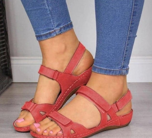 Ladies PU Leather Flat Sandals - east2cart.uk