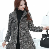 Wool Blends Winter Plaid Outerwear