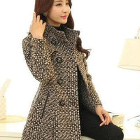 Wool Blends Winter Plaid Outerwear