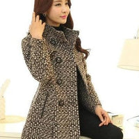 Wool Blends Winter Plaid Outerwear