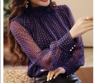 Ladies Elegant Lace Chiffon Blouse - east2cart.uk