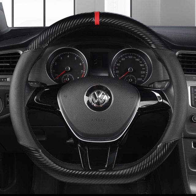 Carbon Fiber +Leather Car Steering Wheel Cover