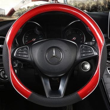 Carbon Fiber +Leather Car Steering Wheel Cover