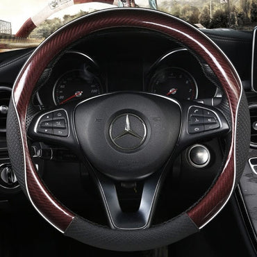 Carbon Fiber +Leather Car Steering Wheel Cover