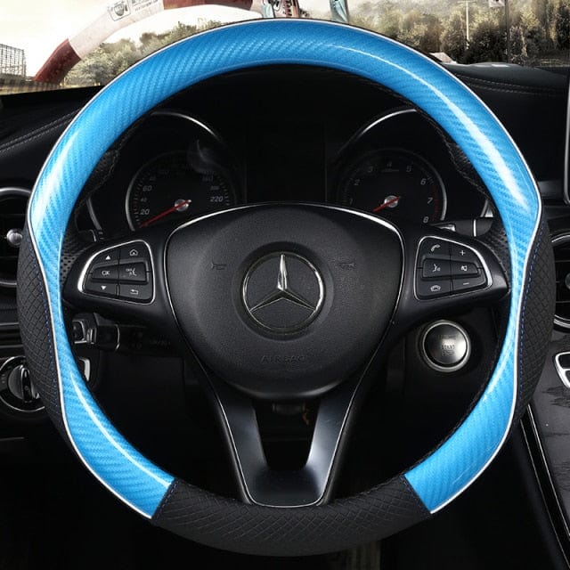 Carbon Fiber +Leather Car Steering Wheel Cover