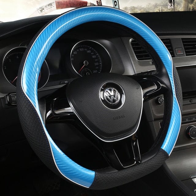 Carbon Fiber +Leather Car Steering Wheel Cover