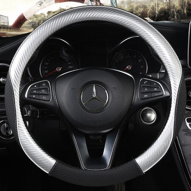 Carbon Fiber +Leather Car Steering Wheel Cover