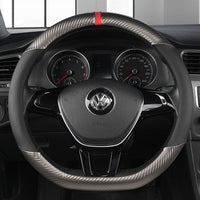 Carbon Fiber +Leather Car Steering Wheel Cover
