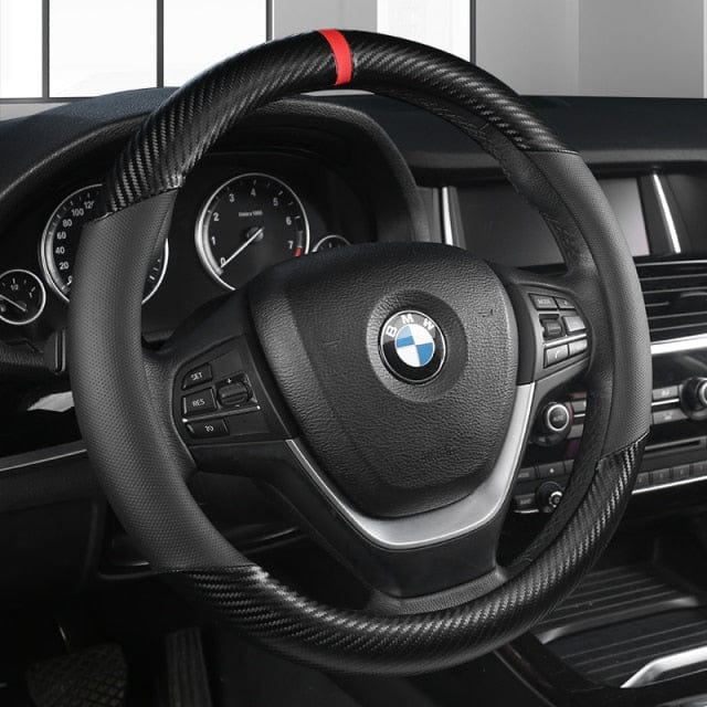 Carbon Fiber +Leather Car Steering Wheel Cover