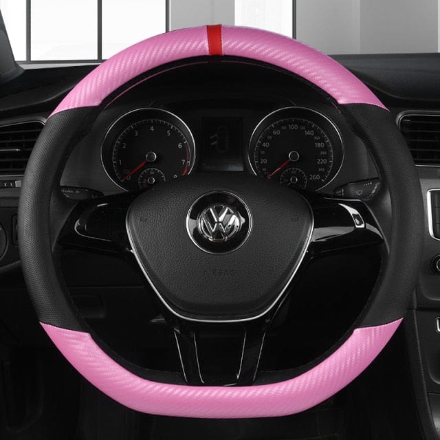 Carbon Fiber +Leather Car Steering Wheel Cover