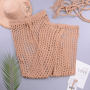 Women Crochet Beach Wide Leg Pants See Through Swimwear Bikini Cover Up Lady Sexy Hollow Out Long Trousers - east2cart.uk