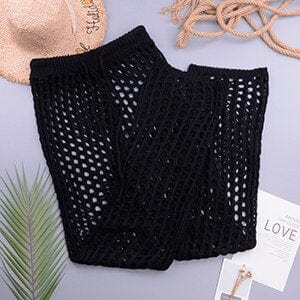 Women Crochet Beach Wide Leg Pants See Through Swimwear Bikini Cover Up Lady Sexy Hollow Out Long Trousers - east2cart.uk