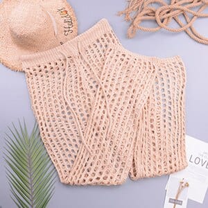 Women Crochet Beach Wide Leg Pants See Through Swimwear Bikini Cover Up Lady Sexy Hollow Out Long Trousers - east2cart.uk