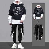 Men's Hip Hop Hooded Tracksuit Set