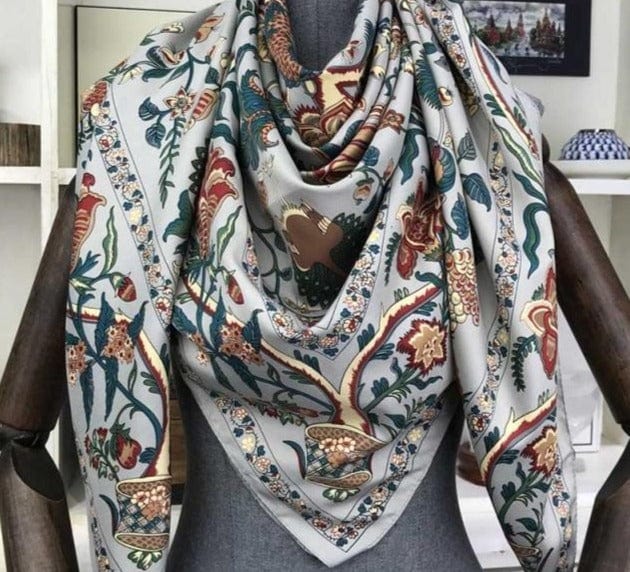 Luxury Brand 100% Twill Silk Scarf Square 130*130cm Scarf Scarves New Design Print Kerchief Women Neck Shawl Wraps Echarpe Hijab - east2cart.uk