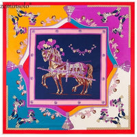 Luxury Brand 100% Twill Silk Scarf Square 130*130cm Scarf Scarves New Design Print Kerchief Women Neck Shawl Wraps Echarpe Hijab - east2cart.uk